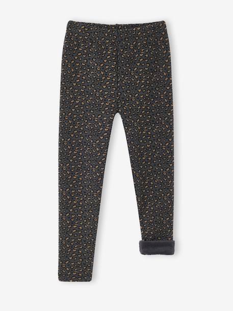 Meisjeslegging met fleecevoering Bruin met print+donkergrijs+grijs, bedrukt+inktblauw+rozenhout - vertbaudet enfant 