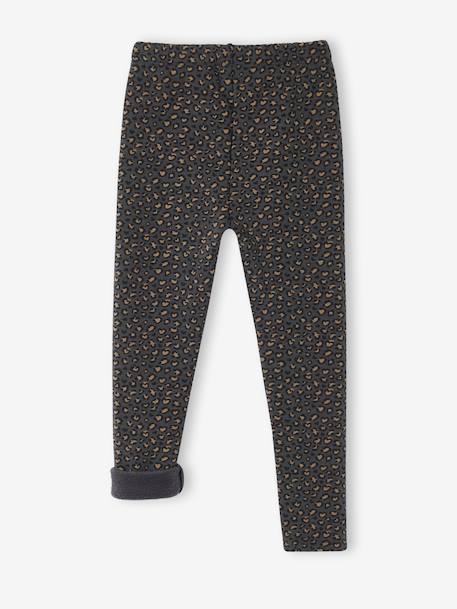 Meisjeslegging met fleecevoering Bruin met print+donkergrijs+grijs, bedrukt+inktblauw+rozenhout - vertbaudet enfant 