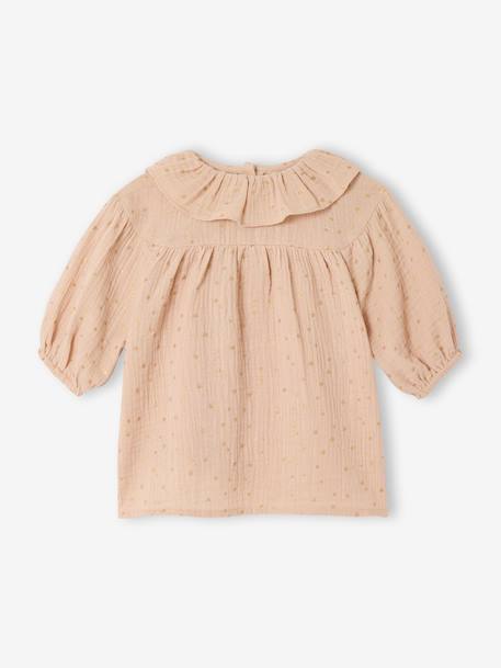 Babyjurk met sterretjes van gaas beige (poederkleur) - vertbaudet enfant 