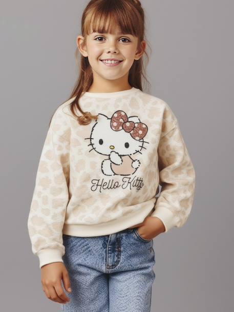 HELLO KITTY® sweater met luipaardprint voor meisjes ecru - vertbaudet enfant 