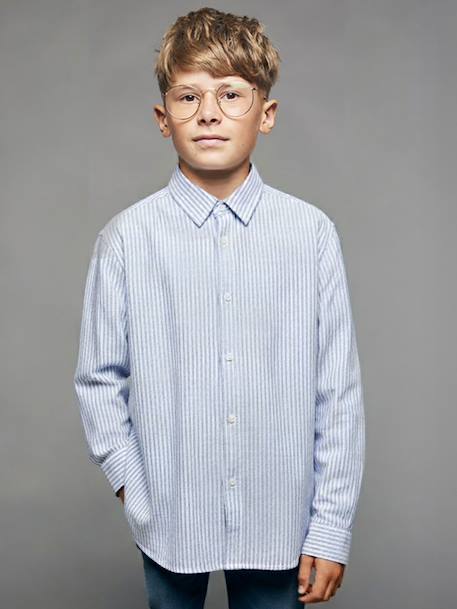 Gestreept jongenshemd met lange mouwen JONEN blauw, gestreept - vertbaudet enfant 
