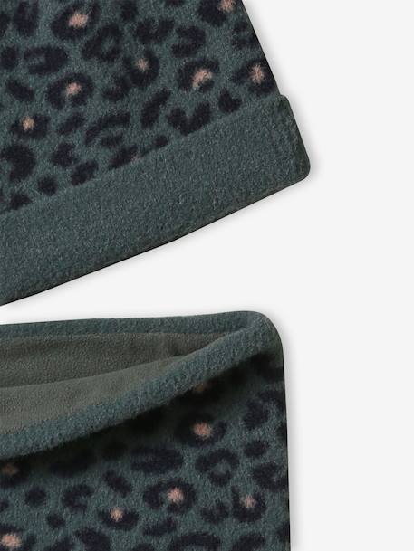 Meisjes luipaard set muts + snood groen - vertbaudet enfant 