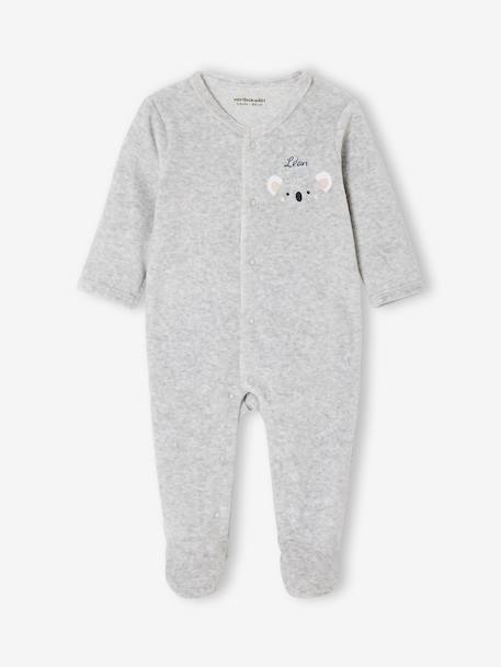 Fluwelen koala slaappakje baby gemêleerd beige+gemêleerd grijs - vertbaudet enfant 