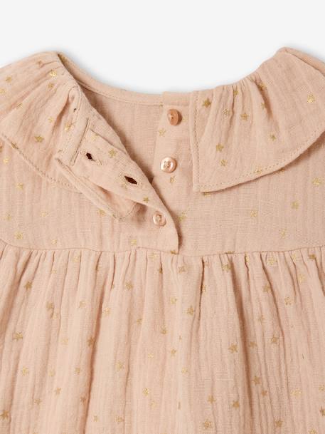 Babyjurk met sterretjes van gaas beige (poederkleur) - vertbaudet enfant 