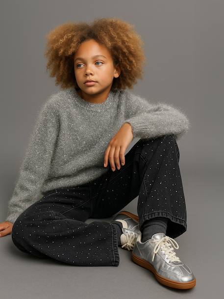 Kersttrui meisje JONEN pluizig breisel met zilver effect zilver - vertbaudet enfant 