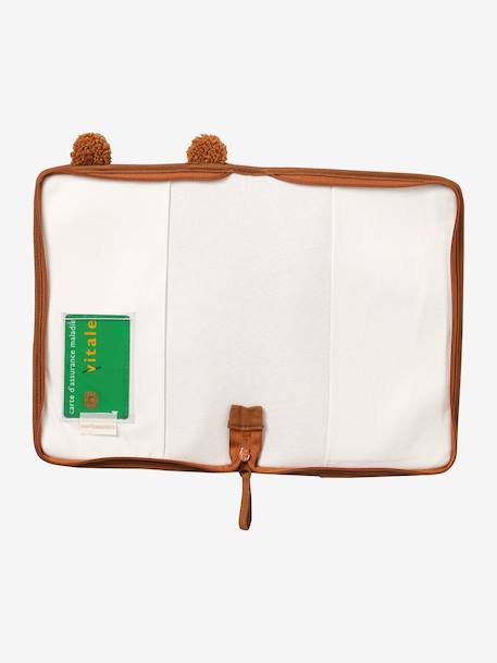 Sherpa hoes voor gezondheidsboekjes TEDDY BEAR beige+pecannoot+roze, bedrukt - vertbaudet enfant 