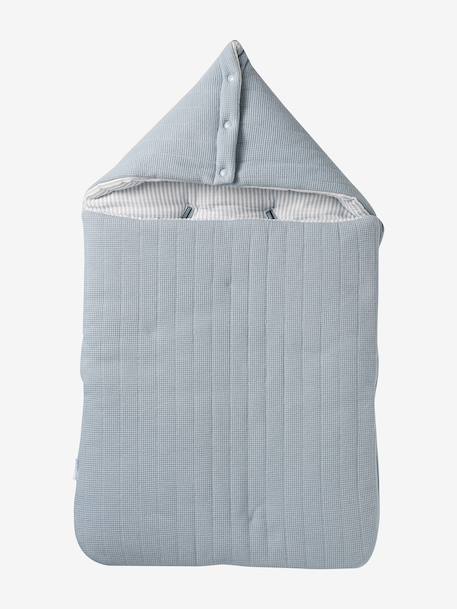 Engelennest KLEINE DINO van hydrofiel doek beige, bedrukt+grijsblauw+ijsblauw+print grenier+vanille+wit - vertbaudet enfant 