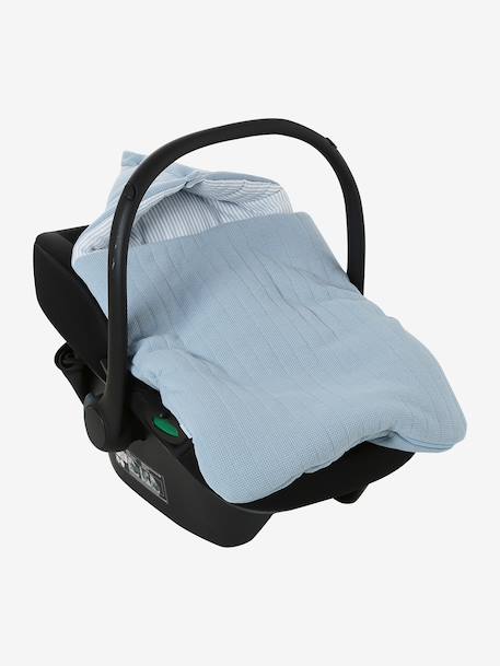 Engelennest KLEINE DINO van hydrofiel doek beige, bedrukt+grijsblauw+ijsblauw+print grenier+vanille+wit - vertbaudet enfant 
