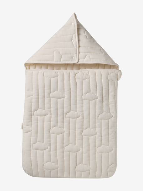Engelennest KLEINE DINO van hydrofiel doek beige, bedrukt+grijsblauw+ijsblauw+print grenier+vanille+wit - vertbaudet enfant 