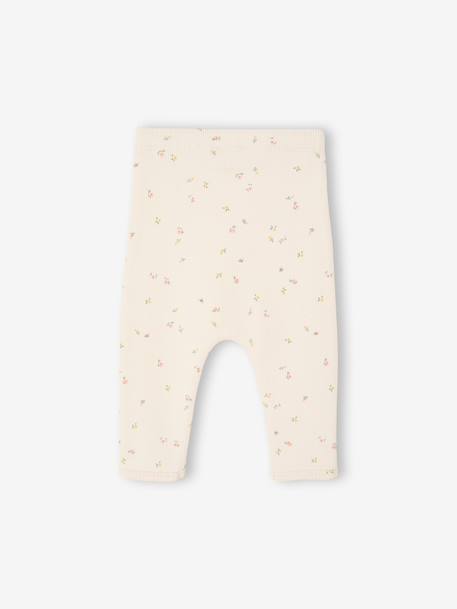 Geribde legging voor babymeisjes rozen+vanille - vertbaudet enfant 