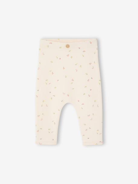 Geribde legging voor babymeisjes rozen+vanille - vertbaudet enfant 