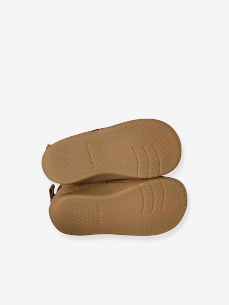 Soepele leren laarsjes voor baby's eerste stapjes 6509+iriserend beige+kameel - vertbaudet enfant 