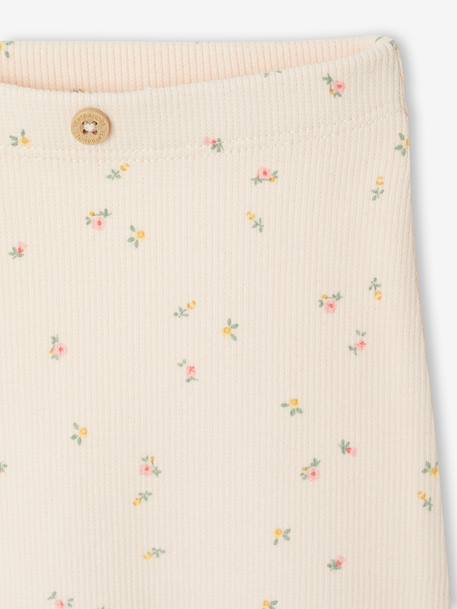 Geribde legging voor babymeisjes rozen+vanille - vertbaudet enfant 