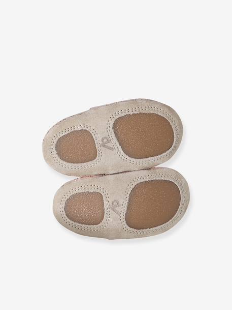 Elastische leren babyschoentjes in soepel leer goud+nachtblauw+oudroze+roze (poederkleur)+roze, bedrukt+veel roze+wit, bedrukt - vertbaudet enfant 