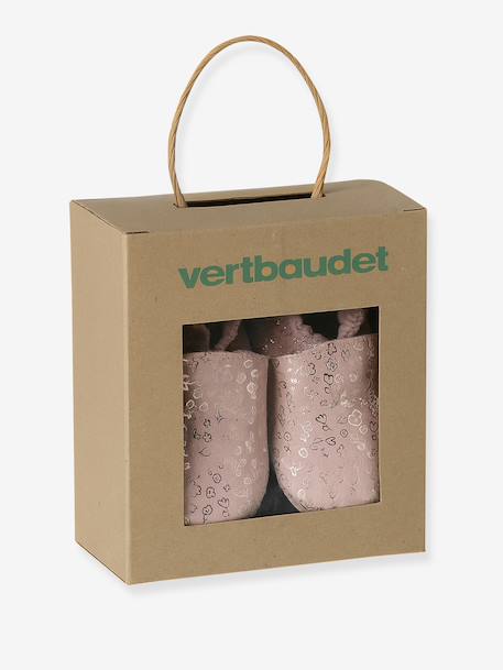 Elastische leren babyschoentjes in soepel leer goud+nachtblauw+oudroze+roze (poederkleur)+roze, bedrukt+veel roze+wit, bedrukt - vertbaudet enfant 