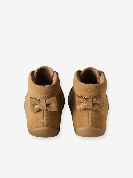 Soepele leren laarsjes voor baby's eerste stapjes 6509+iriserend beige+kameel - vertbaudet enfant 