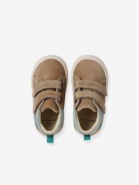 Babyslofjes van zacht leer met antislip beige+blauw+bruin+chocoladebruin+felblauw+groen+oceaanblauw+okergeel+saliegroen+veel beige+veel bruin+veel groen - vertbaudet enfant 