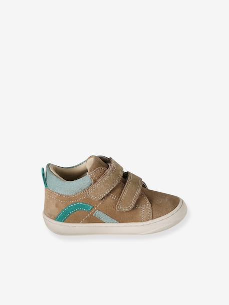 Babyslofjes van zacht leer met antislip beige+blauw+bruin+chocoladebruin+felblauw+groen+oceaanblauw+okergeel+saliegroen+veel beige+veel bruin+veel groen - vertbaudet enfant 