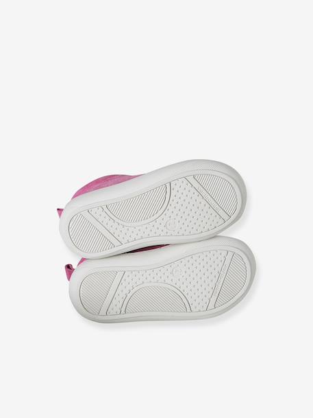 Baby eerste stapjes, veterschoenen van soepel leer bruin+donkerbruin+fuchsia+goudgeel+rozen - vertbaudet enfant 