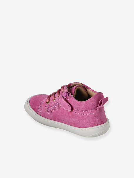 Baby eerste stapjes, veterschoenen van soepel leer bruin+donkerbruin+fuchsia+goudgeel+rozen - vertbaudet enfant 