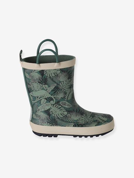 Regenlaarzen voor kinderen, kleutercollectie groen, bedrukt+veel blauw - vertbaudet enfant 