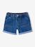Meisjesshort van jeanstof Basics lichtblauw+middenblauw+ongewassen denim - vertbaudet enfant 