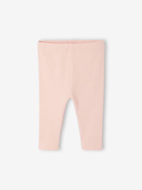 Baby legging in geribbelde tricot groen+lichtroze - vertbaudet enfant 