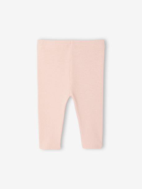 Baby legging in geribbelde tricot groen+lichtroze - vertbaudet enfant 