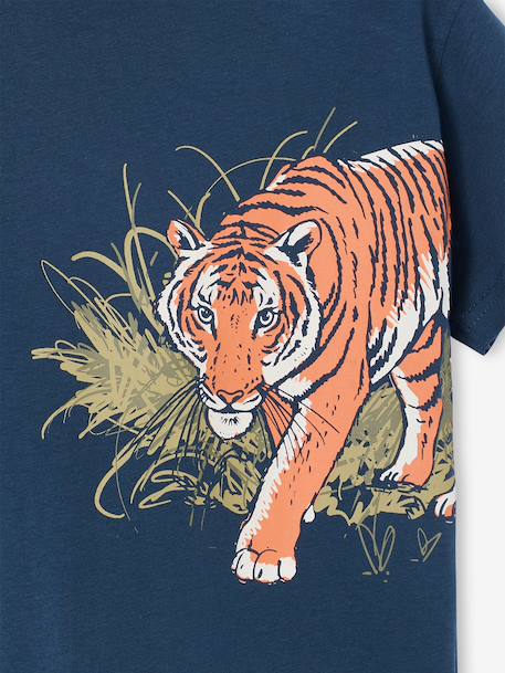 T-shirt voor jongens met een speels motief blauwgroen+oceaanblauw+rozenhout - vertbaudet enfant 