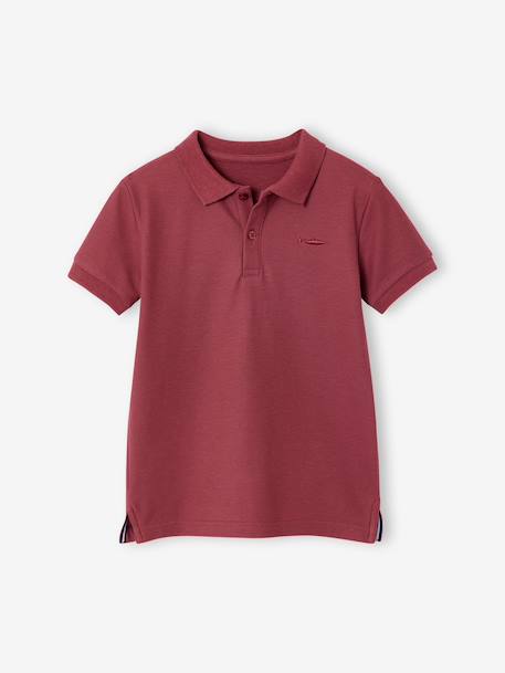 Poloshirt met korte mouwen voor jongens met borduurwerk op de borst blauw+lichtgeel+lichtkaki+MARINEBLAUW+terracotta+wit - vertbaudet enfant 