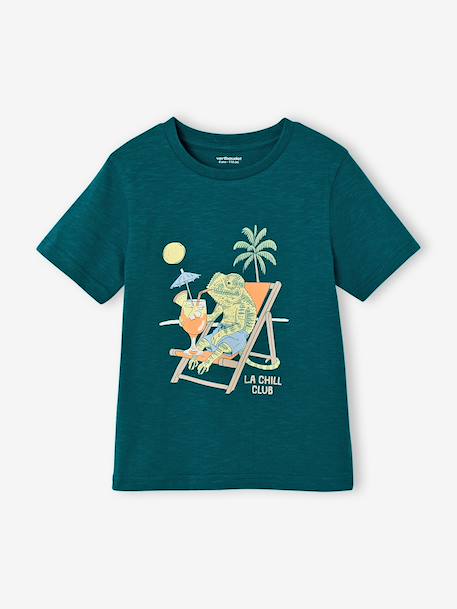Jongensshirt met leuk dierenmotief groen+vanille - vertbaudet enfant 