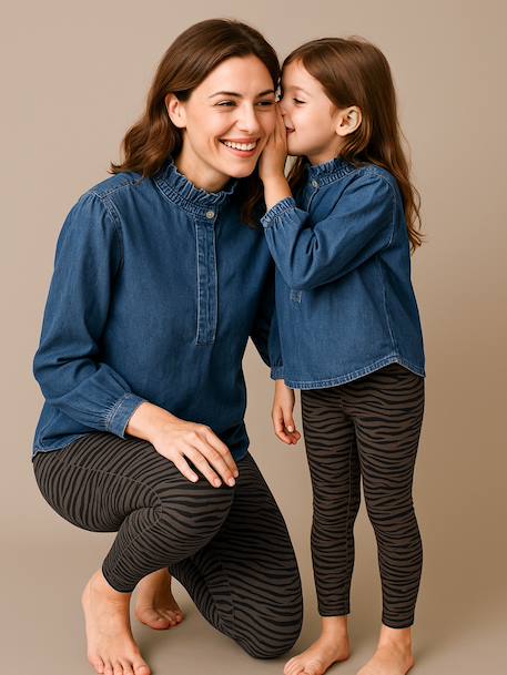 Blouse voor meisjes in jeans familie capsule double stone - vertbaudet enfant 