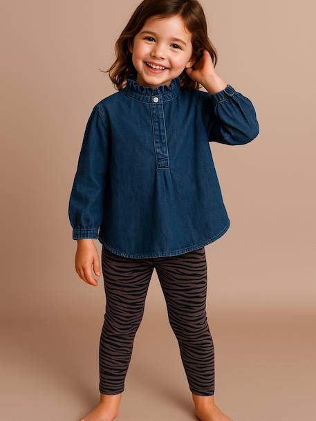Blouse voor meisjes in jeans familie capsule double stone - vertbaudet enfant 