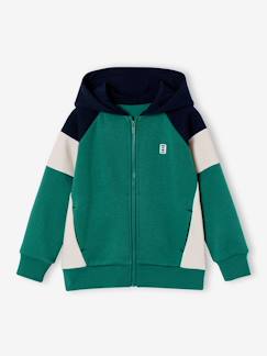 -Sweater met rits jongen met capuchon coloblock