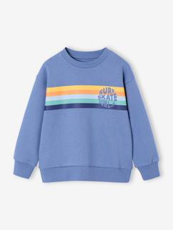 Jongens-Trui, vest, sweater-Jongenssweater met ronde kraag met grafisch motief
