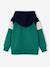 Sweater met rits jongen met capuchon coloblock bordeauxrood+gemêleerd grijs+groen+middenblauw+okergeel - vertbaudet enfant 