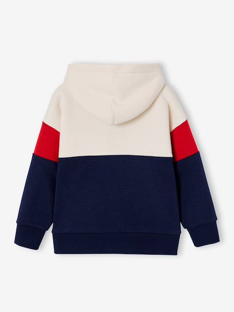 sweater  met capuchon voor jongens met colourblocking bordeauxrood+rood - vertbaudet enfant 