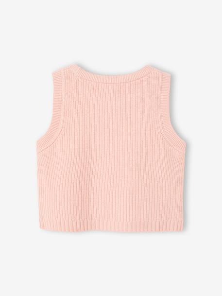 Mouwloze trui baby ecru+marineblauw+roze (poederkleur) - vertbaudet enfant 