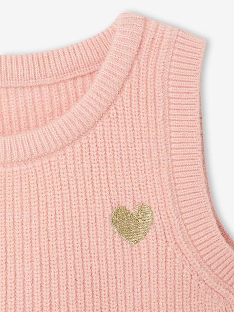 Mouwloze trui baby ecru+marineblauw+roze (poederkleur) - vertbaudet enfant 