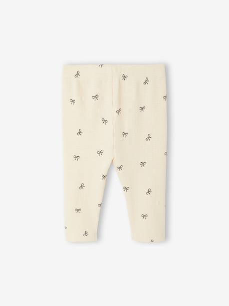 Effen geribbelde legging voor baby saliegroen+vanille - vertbaudet enfant 