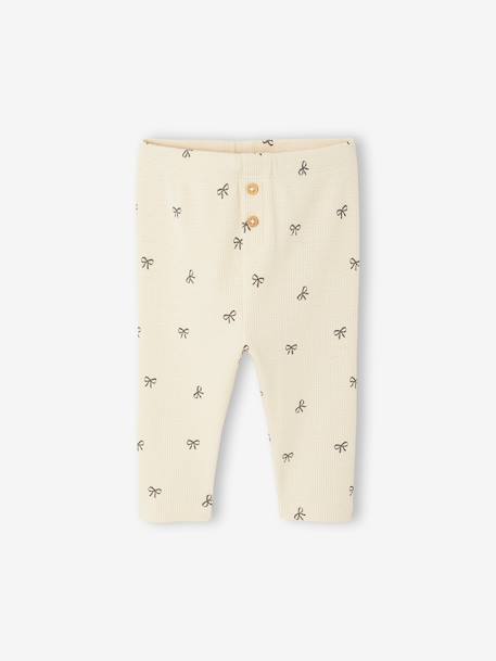 Effen geribbelde legging voor baby saliegroen+vanille - vertbaudet enfant 
