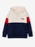 sweater  met capuchon voor jongens met colourblocking bordeauxrood+rood - vertbaudet enfant 