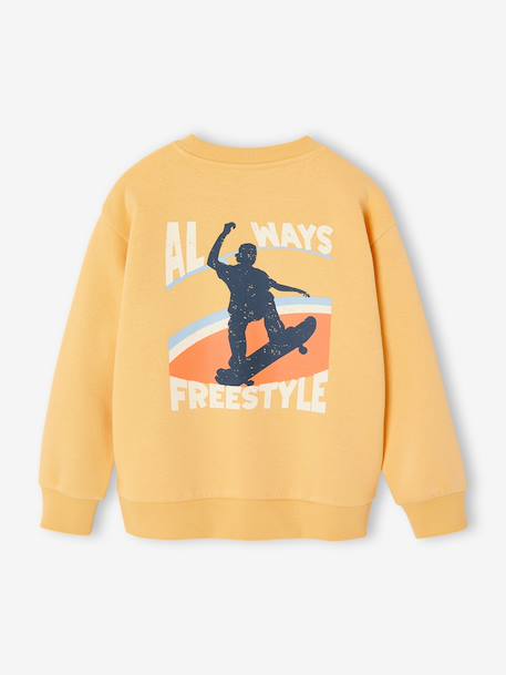 Sweater met ronde hals voor jongens met lange mouwen pastelgeel+rozenhout - vertbaudet enfant 