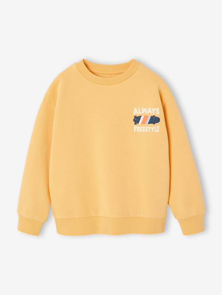 Sweater met ronde hals voor jongens met lange mouwen pastelgeel+rozenhout - vertbaudet enfant 