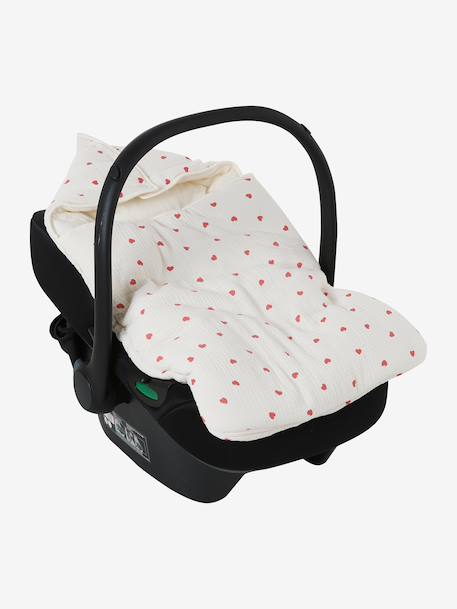 Engelennest KLEINE DINO van hydrofiel doek beige, bedrukt+grijsblauw+ijsblauw+print grenier+vanille+wit - vertbaudet enfant 