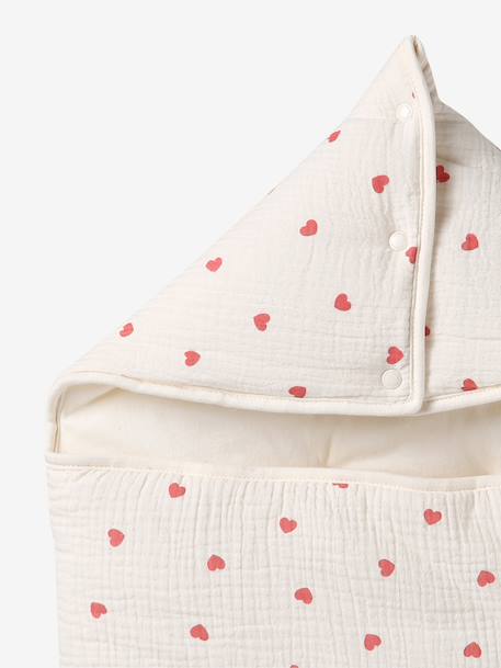Engelennest KLEINE DINO van hydrofiel doek beige, bedrukt+grijsblauw+ijsblauw+print grenier+vanille+wit - vertbaudet enfant 