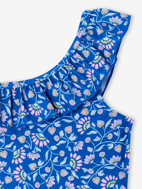 Badpak voor meisjes met bloemen 1 stuk blauw - vertbaudet enfant 