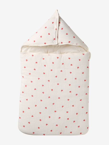 Engelennest KLEINE DINO van hydrofiel doek beige, bedrukt+grijsblauw+ijsblauw+print grenier+vanille+wit - vertbaudet enfant 