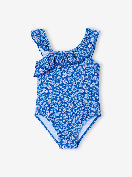 Badpak voor meisjes met bloemen 1 stuk blauw - vertbaudet enfant 