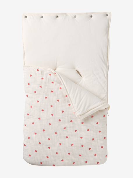 Engelennest KLEINE DINO van hydrofiel doek beige, bedrukt+grijsblauw+ijsblauw+print grenier+vanille+wit - vertbaudet enfant 